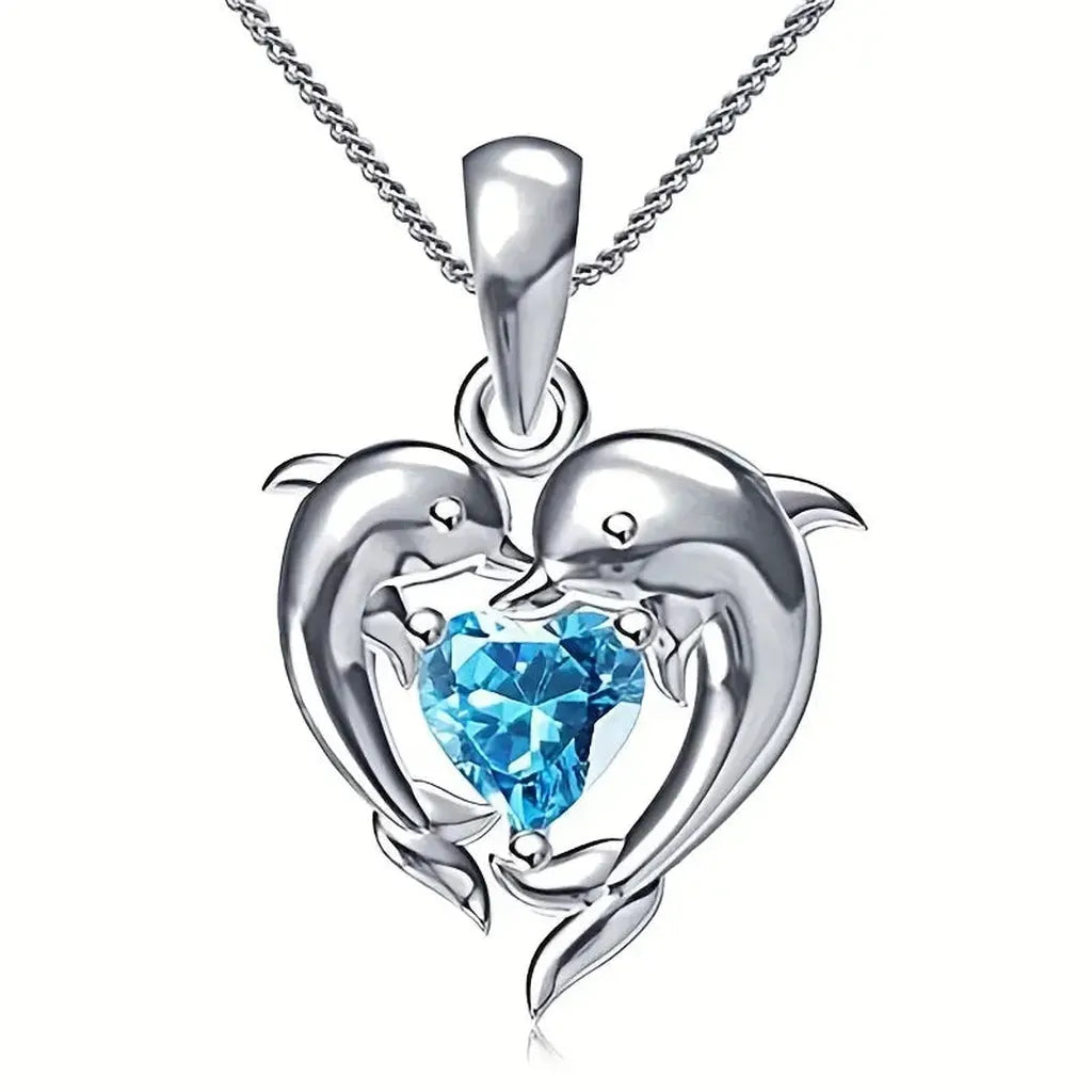 Necklace Ocean Heart Twins | White Gold