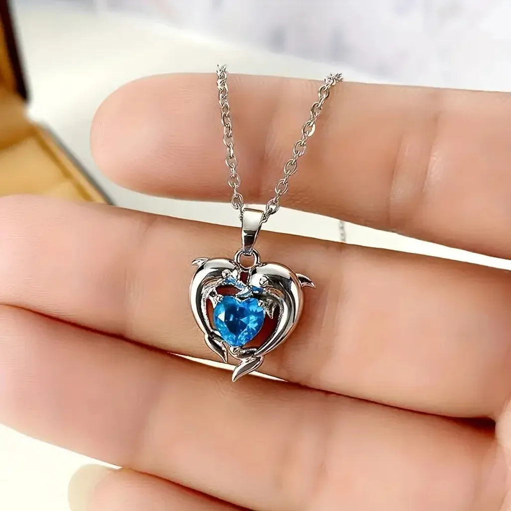 Necklace Ocean Heart Twins | White Gold
