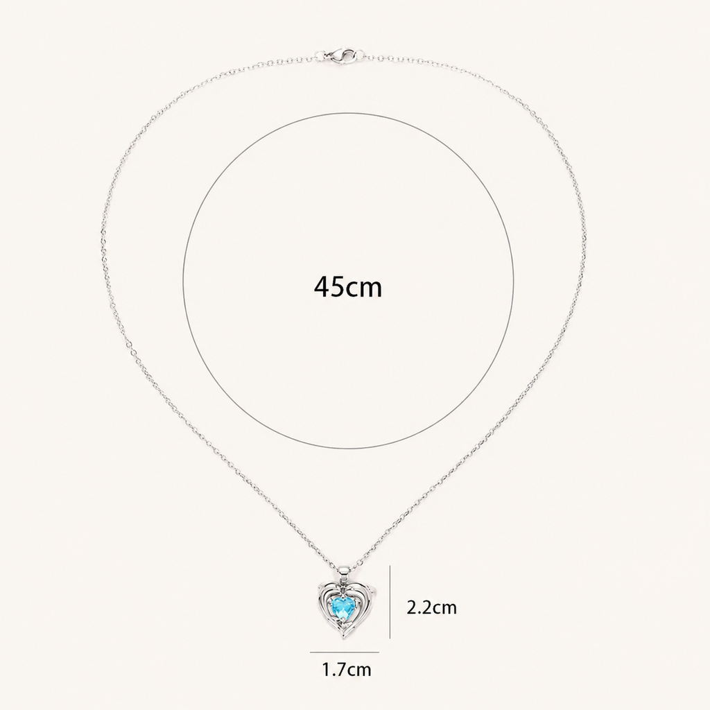 Necklace Ocean Heart Twins | White Gold