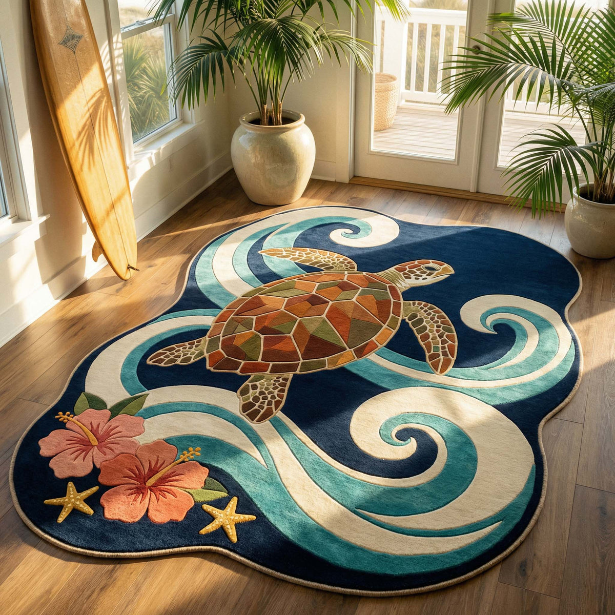 Shaped Rug – Pacific Turtles