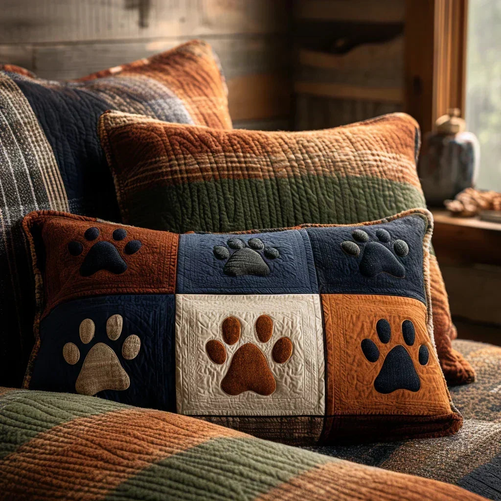 Padded Pillow Cover - Meadow of Footprints