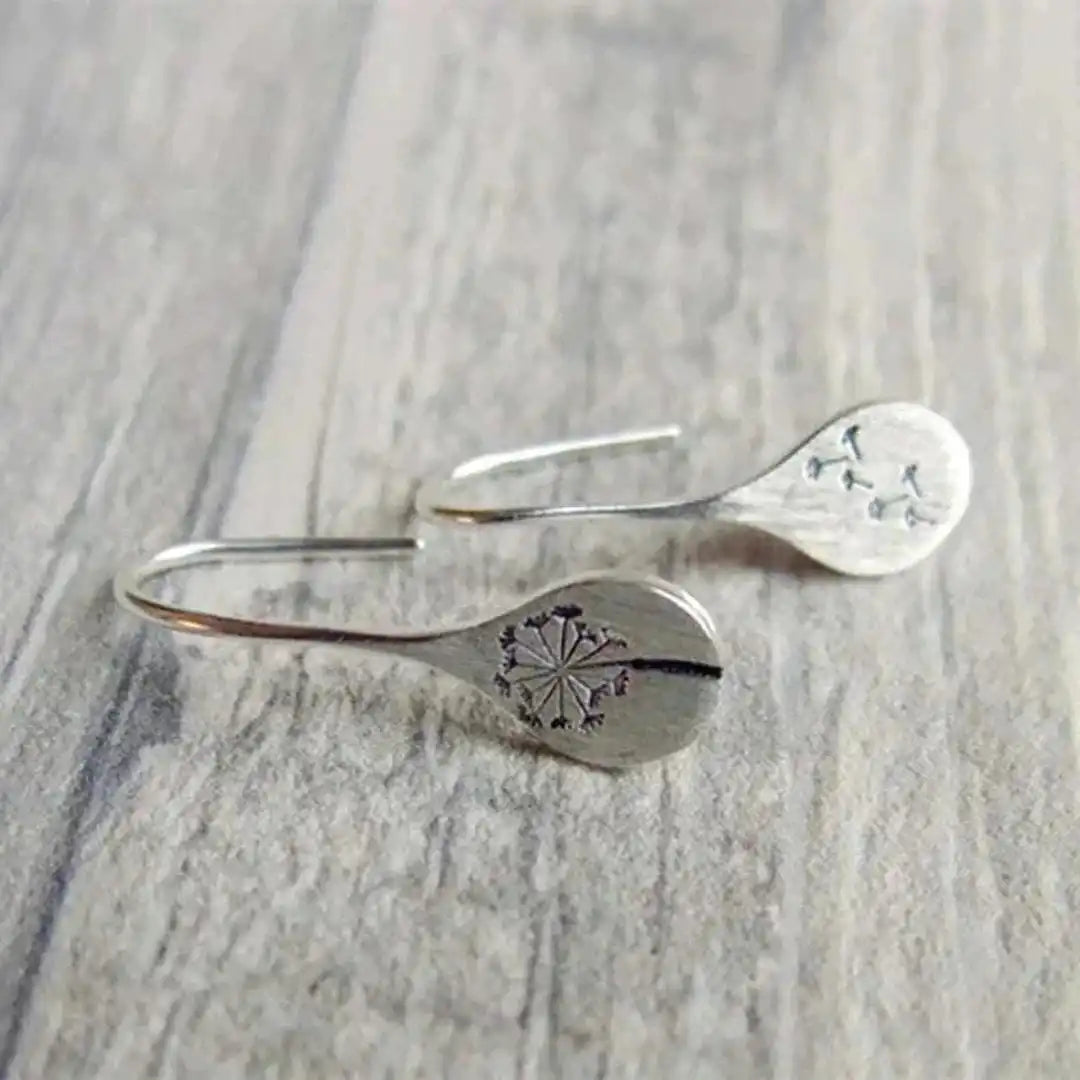 Silver Earrings with Dandelion