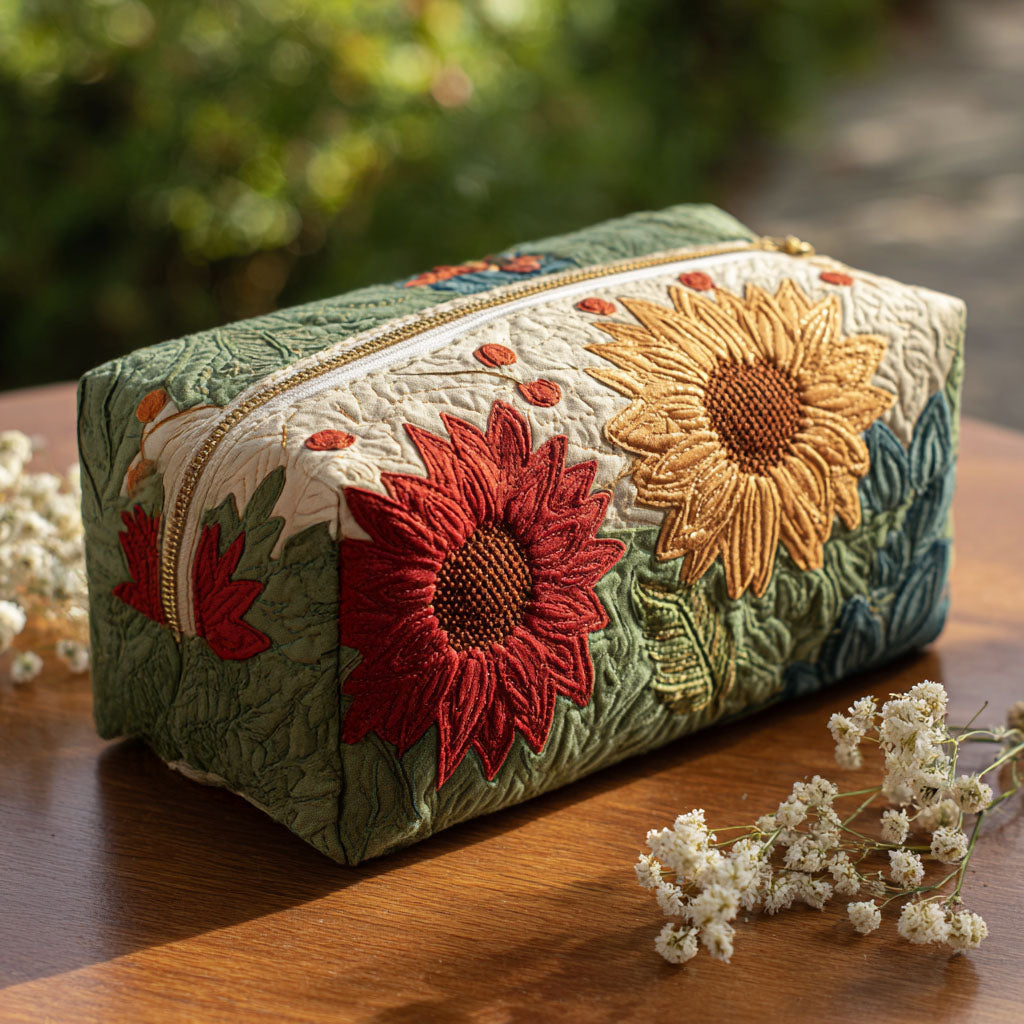 Quilted Makeup Bag with Glowing Petals