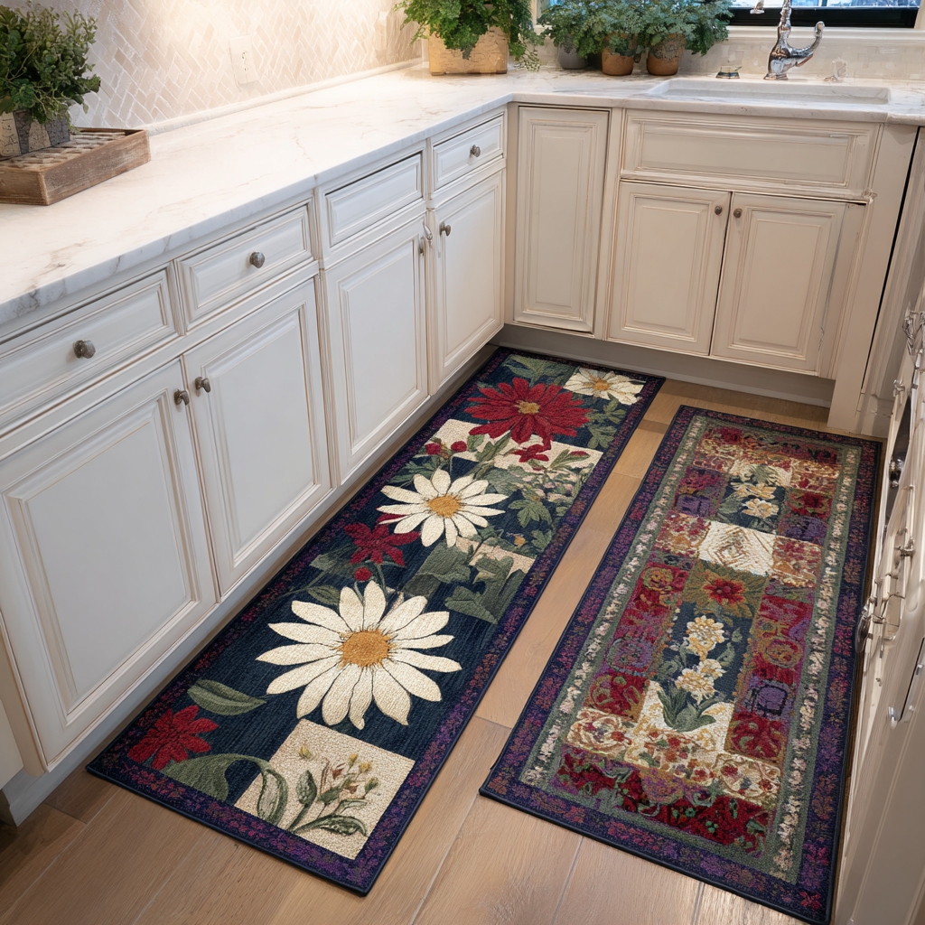 Non-Slip Kitchen Rug – Kitchen Mat Delicate Flowers