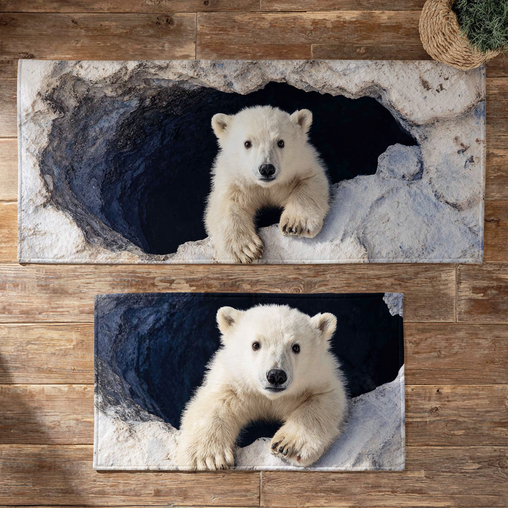 Non-Slip Kitchen Rug – Winter with Snowy Details
