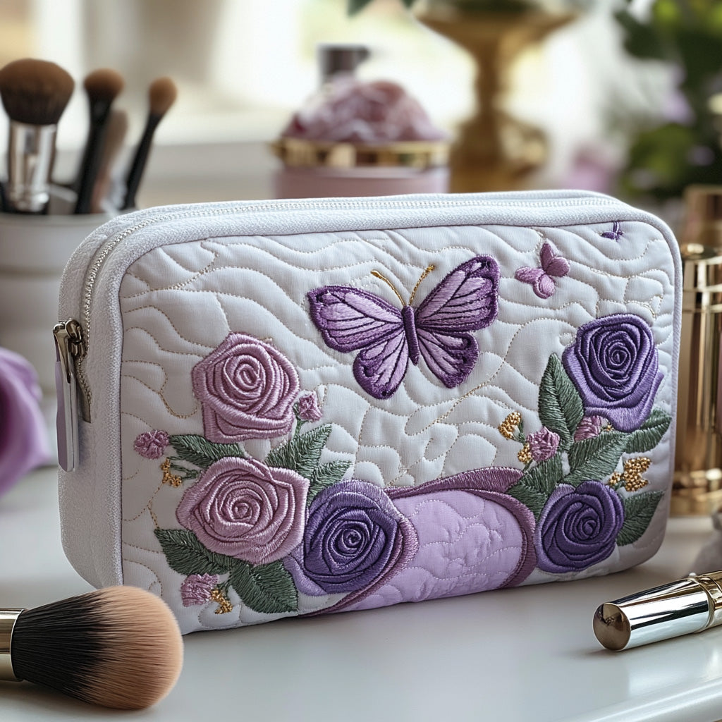 Quilted Makeup Bag in an Elegant Purple Tone