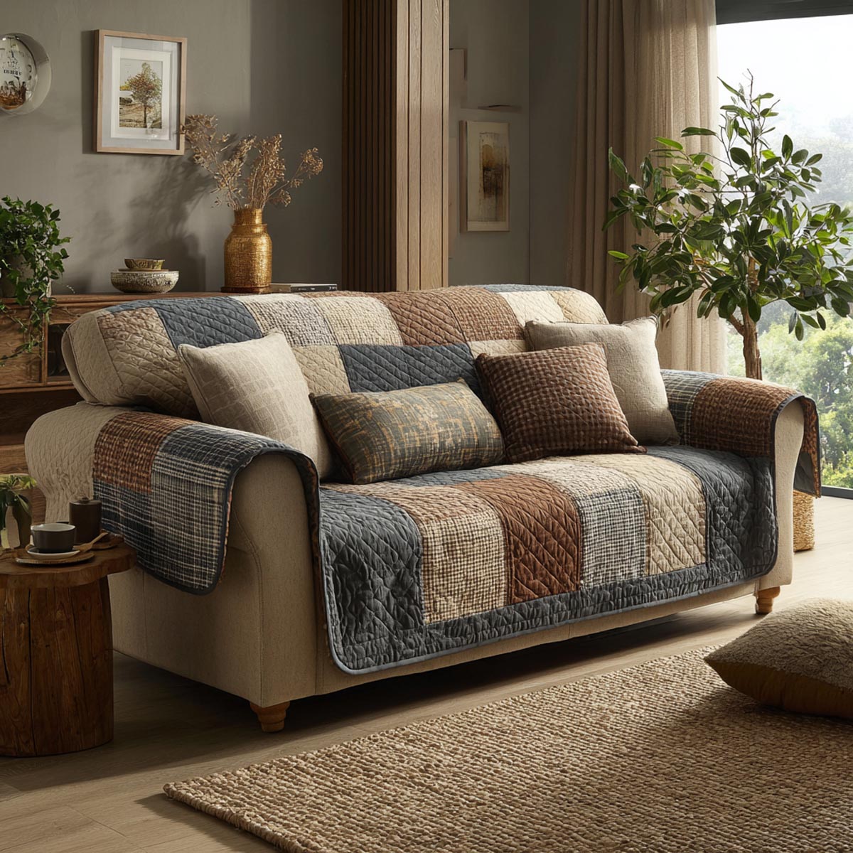 Quilted Sofa Cover with Homely Atmosphere