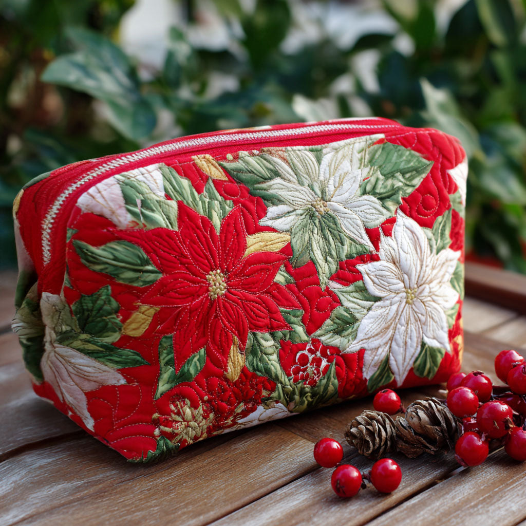 Quilted Makeup Bag with Glowing Petal