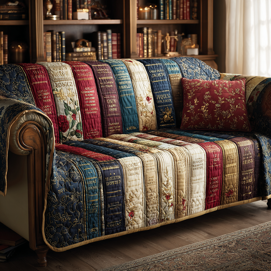 Quilted Sofa Cover with Decorative Pattern