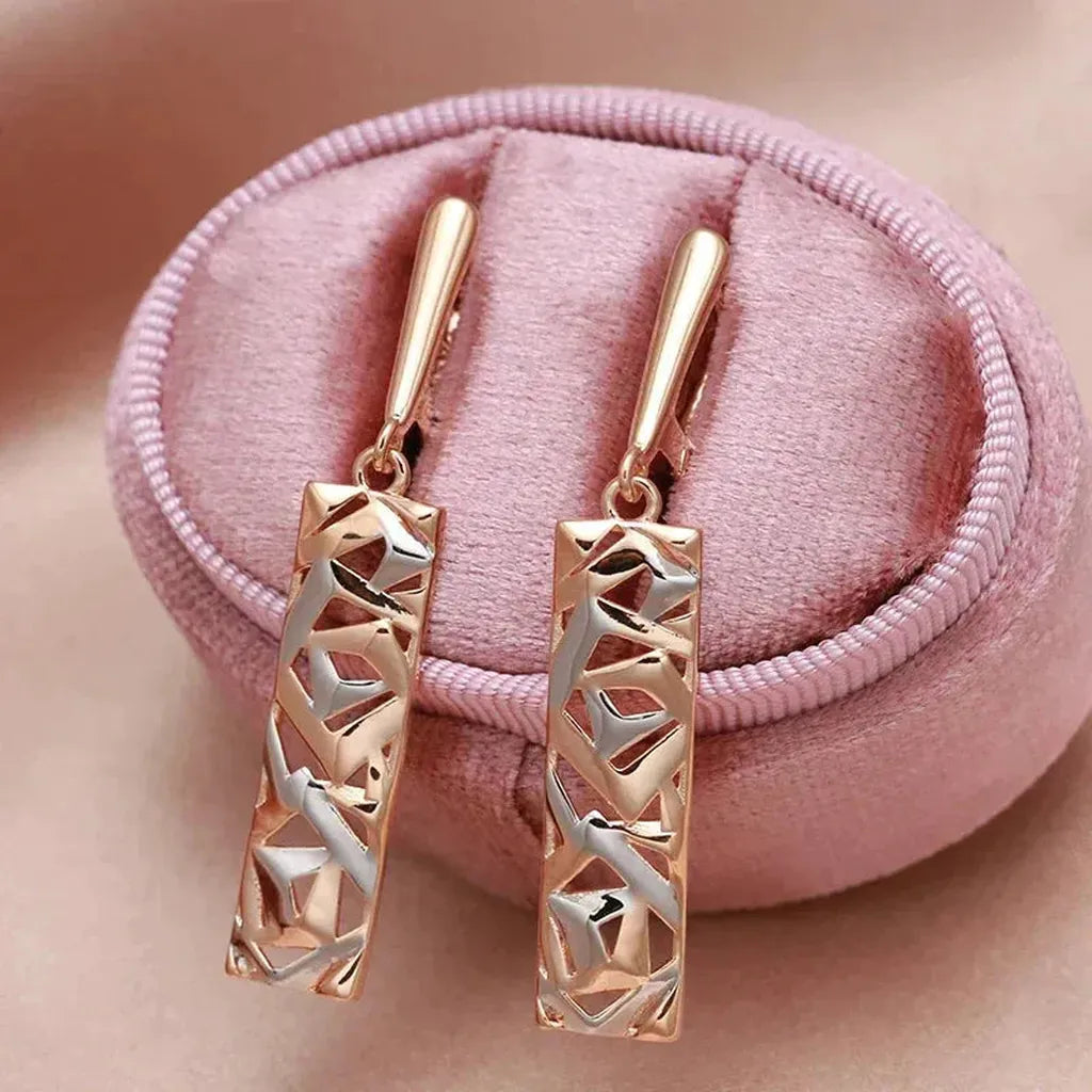 Rectangular Drop Earrings in Gold