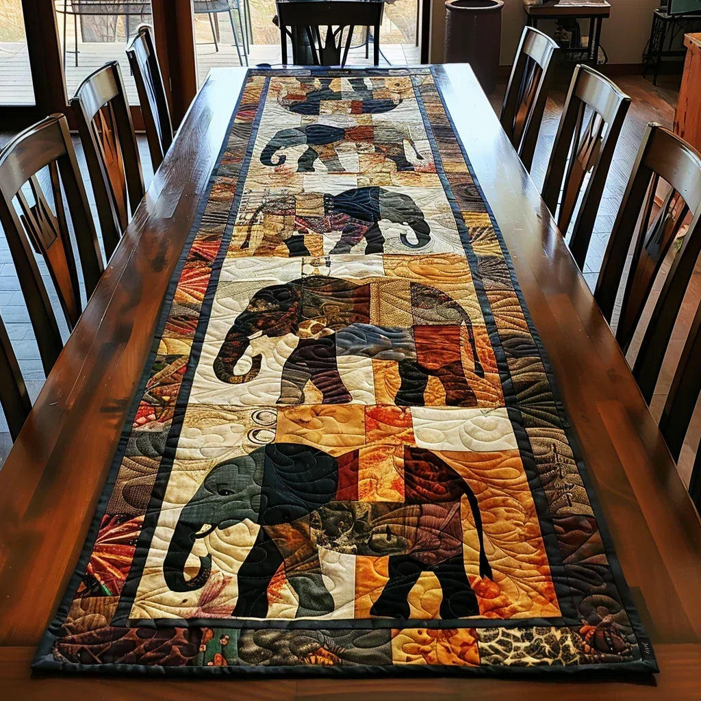 Padded Table Runner - March of the Elephants