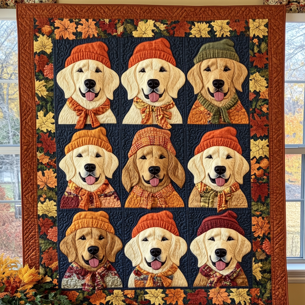 Quilted Blanket – Retriever Vibes Autumn