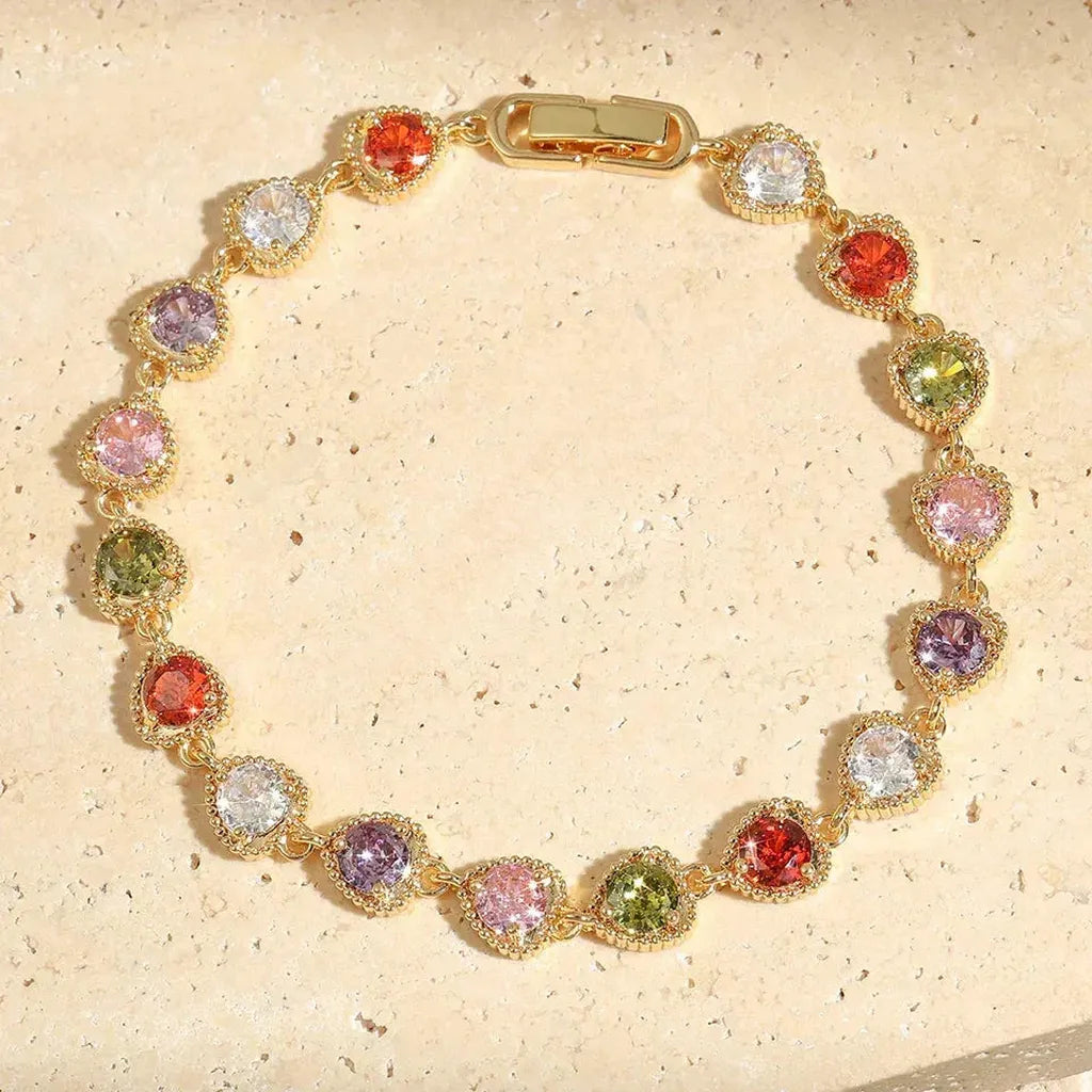 Retro Gold Bracelet Heart “Love Rainbow”