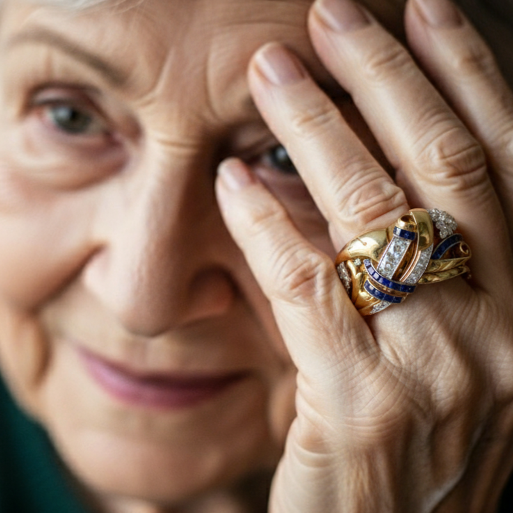 Retro Gold Ring with Blue Zirconia