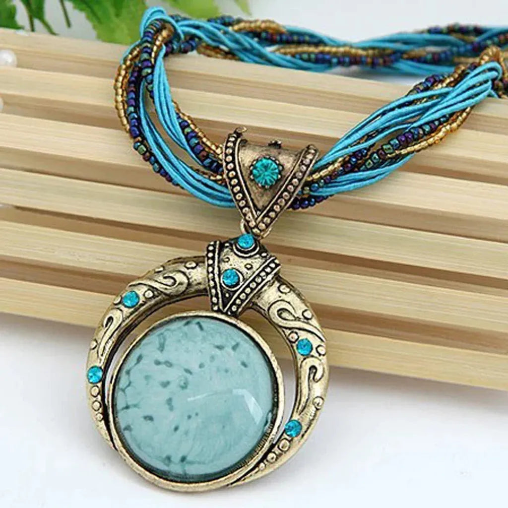 Retro Necklace with Ethnic Pendant