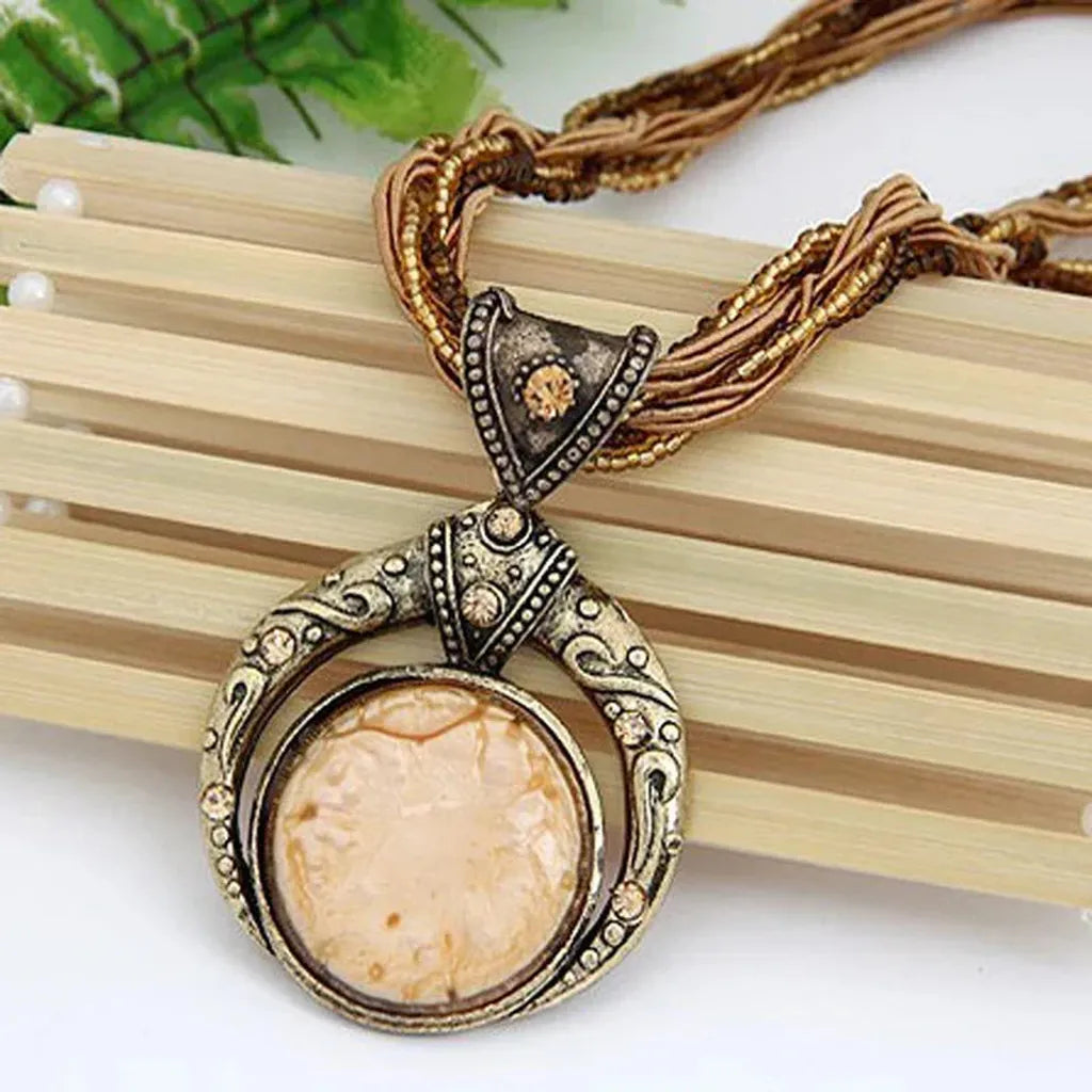 Retro Necklace with Ethnic Pendant