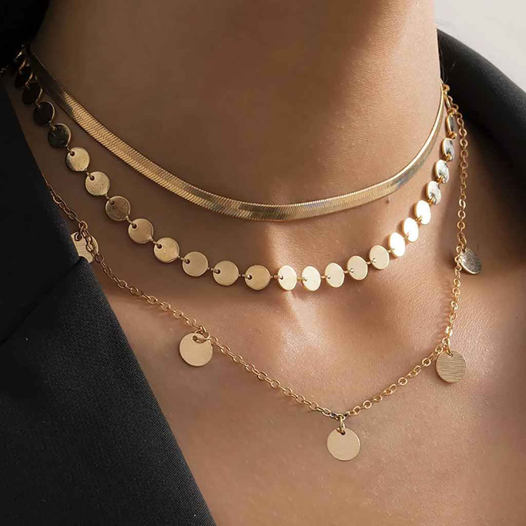 Retro Necklace with Gold Disc