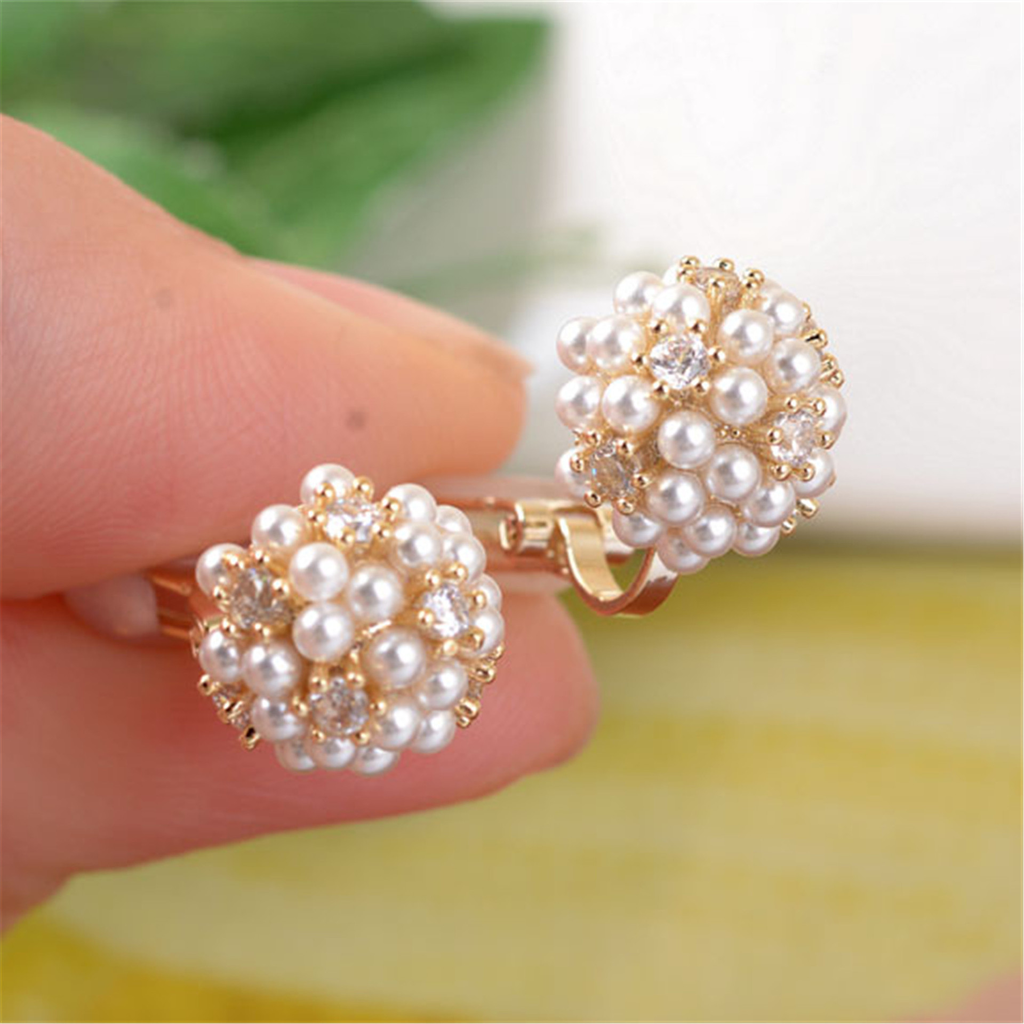 Retro Earrings with Pearl Trim