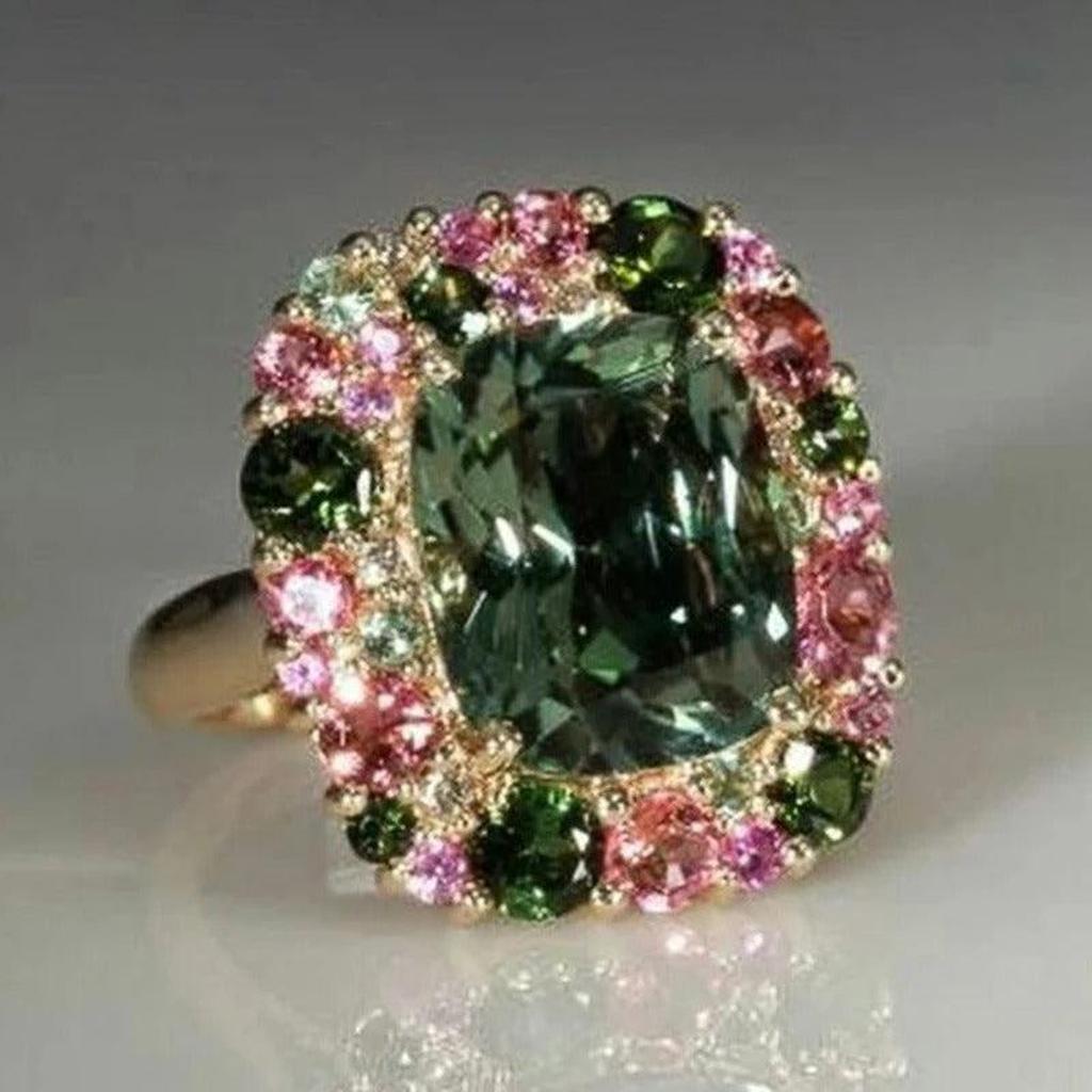 Retro Ring in Green and Rose Gold