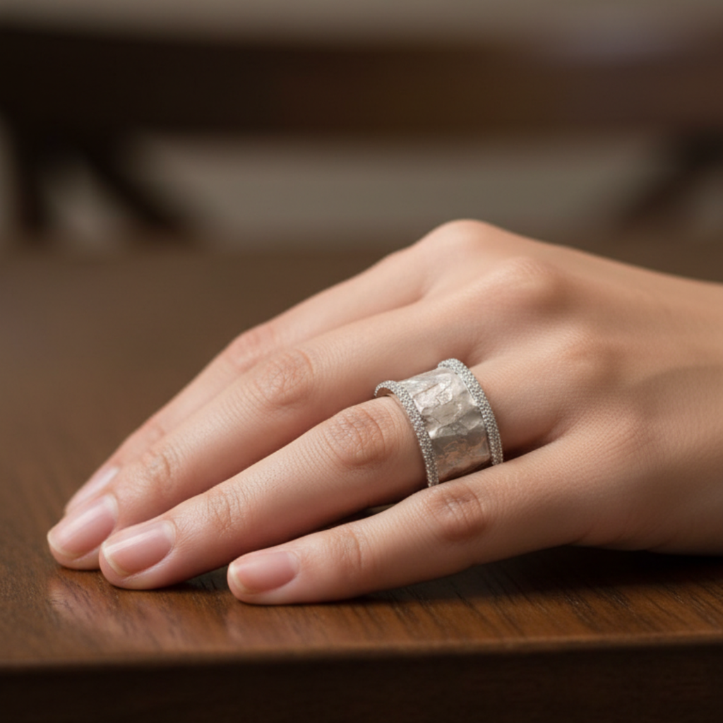 Retro Ring with Zirconia in White Gold