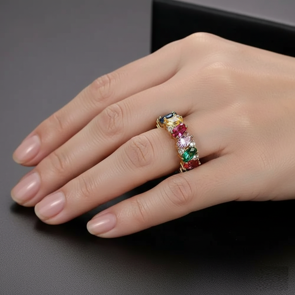 Retro Ring with Colourful Zirconia