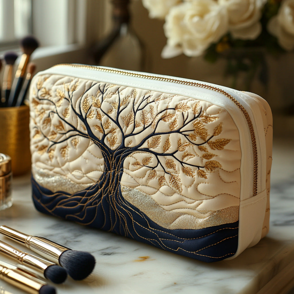 Quilted Makeup Bag with Tree of Life