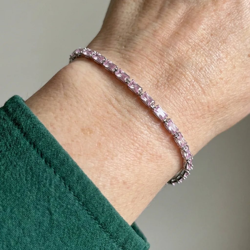 Pink Sapphire Tennis Bracelet “Prisma” | White Gold
