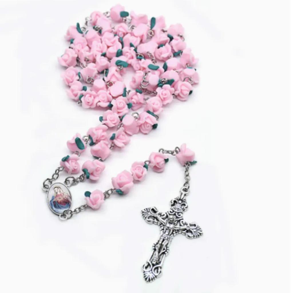 Rosary Necklace with Wheel Pendants