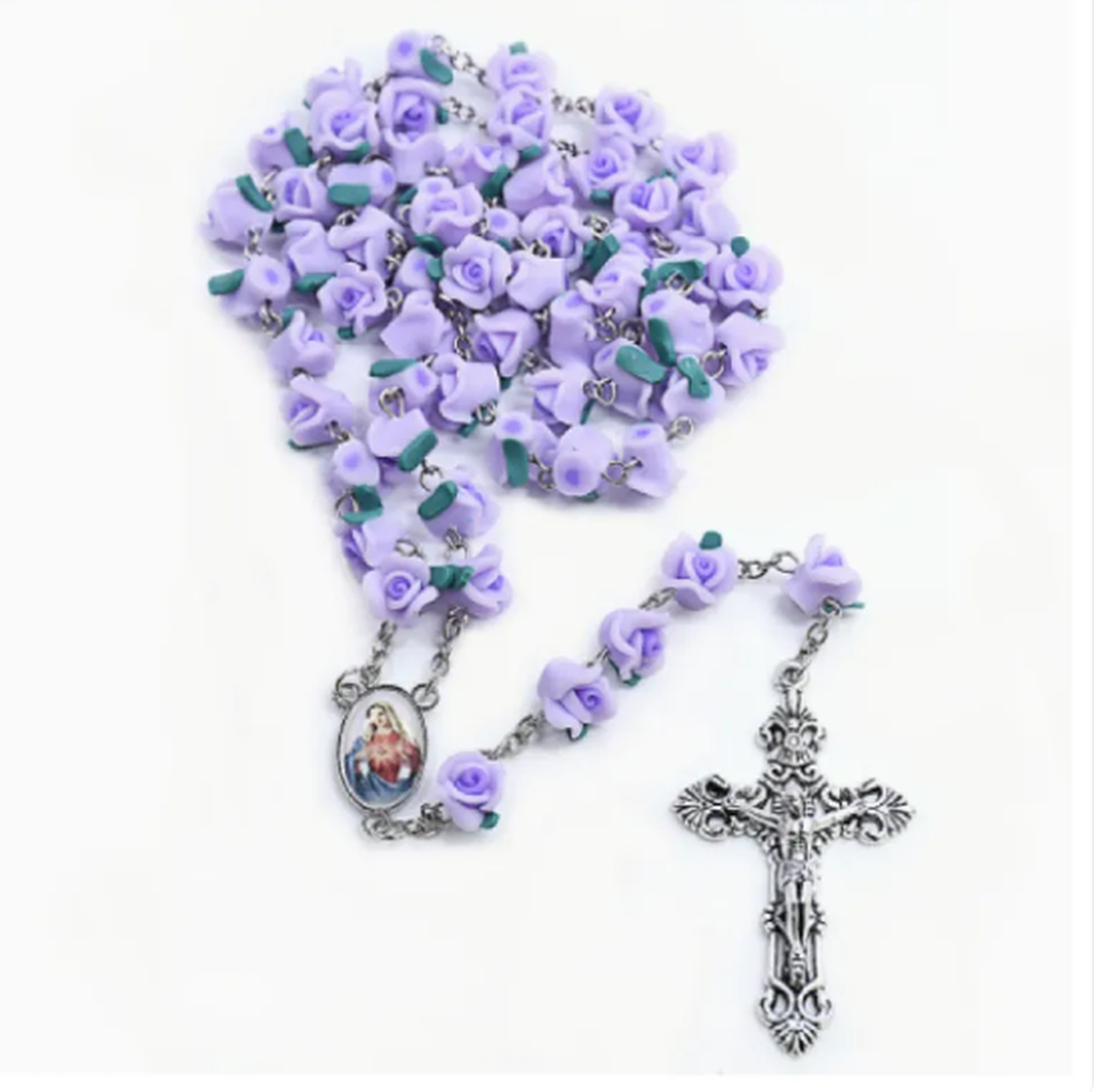 Rosary Necklace with Wheel Pendants