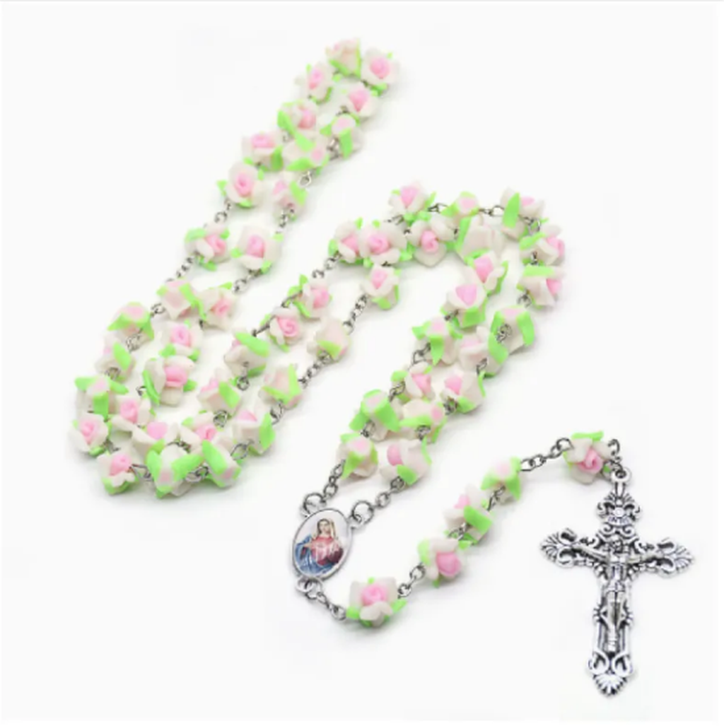 Rosary Necklace with Wheel Pendants
