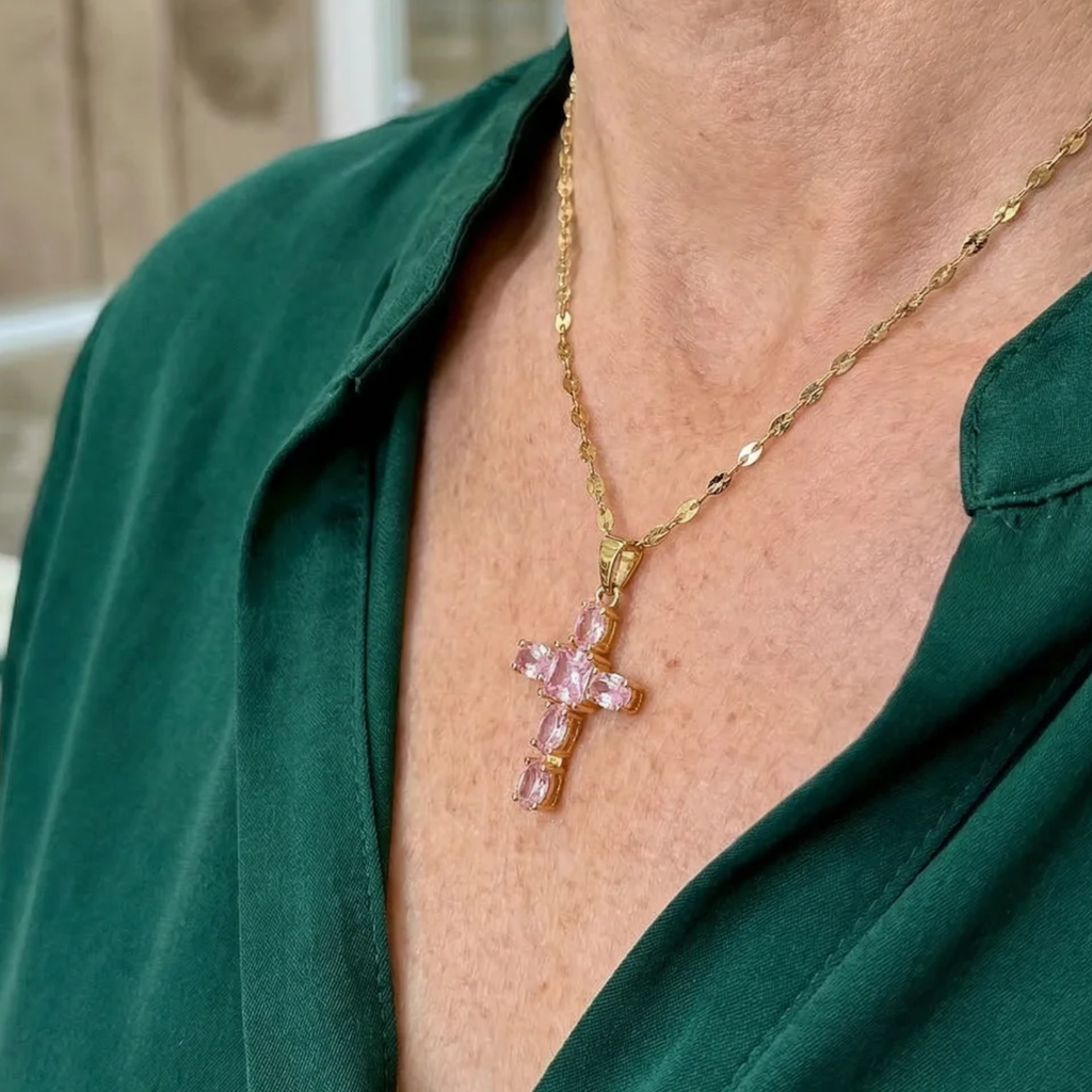 Rose Cross Necklace | Gold