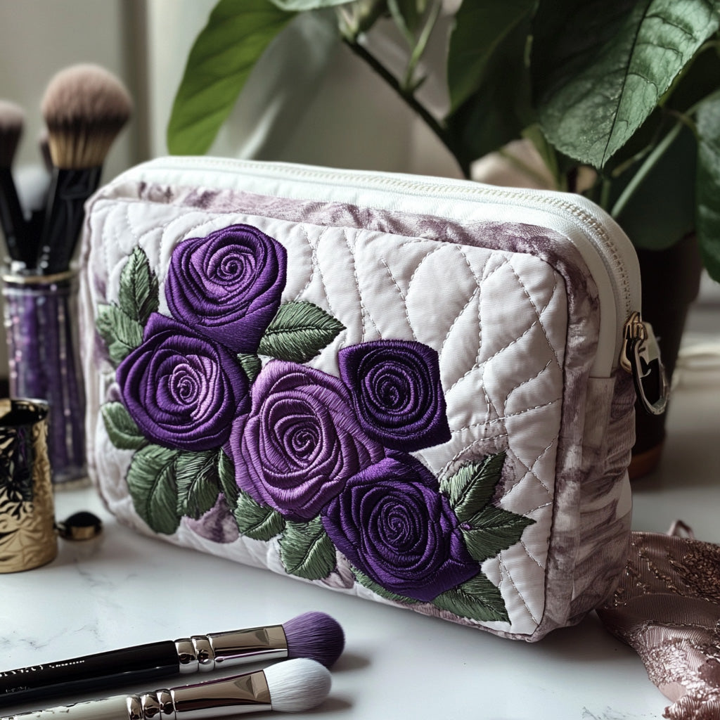 Quilted Makeup Bag with Elegant Petals