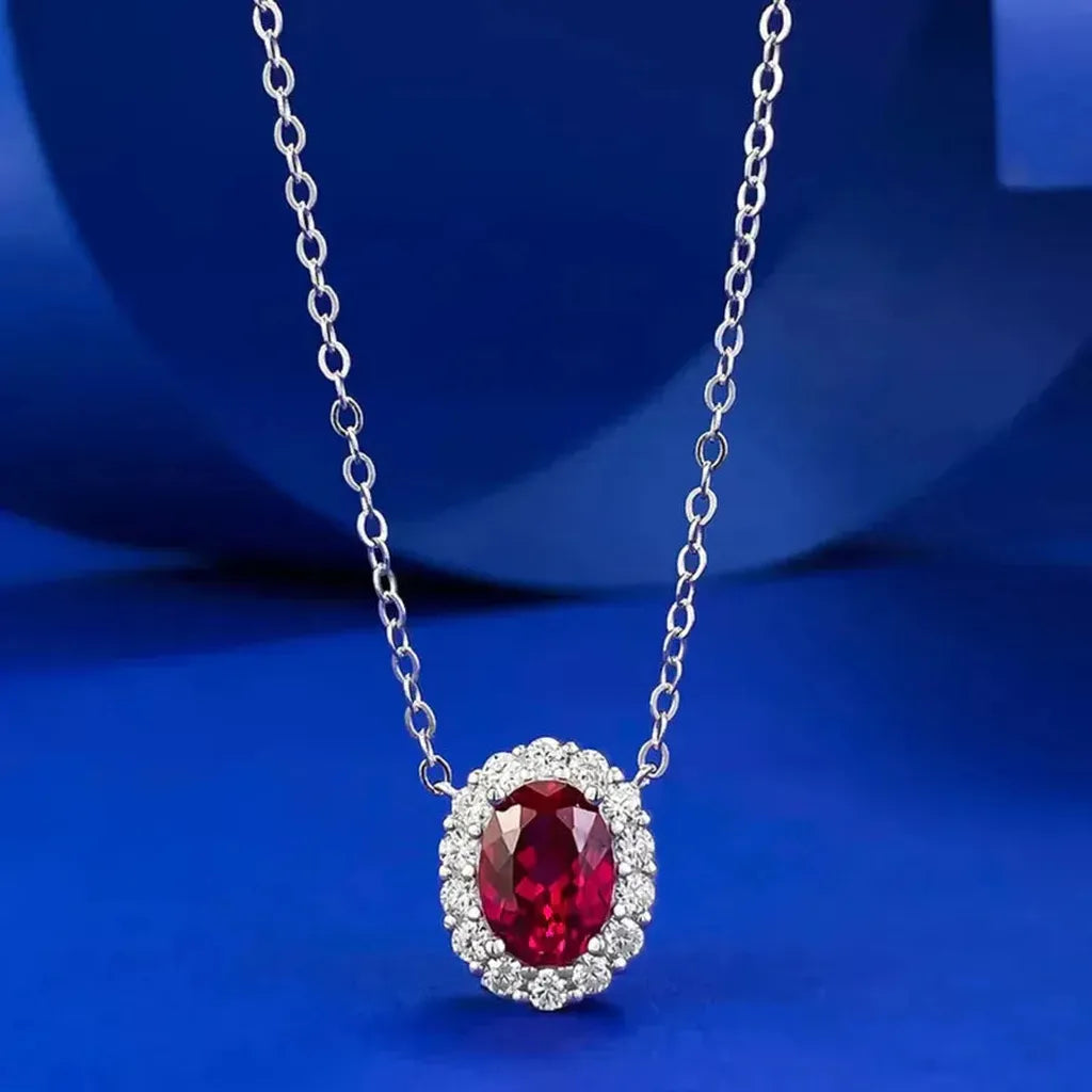 Ruby Necklace with Moissanite