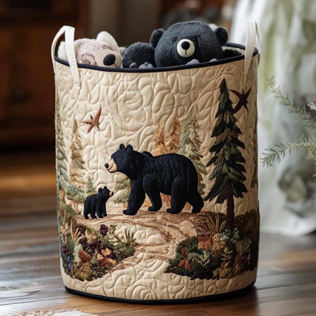 Quilted Laundry Basket in Rustic Style