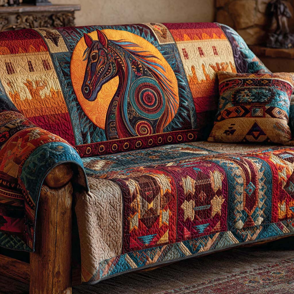 Quilted Sofa Cover – with Canyon Horse