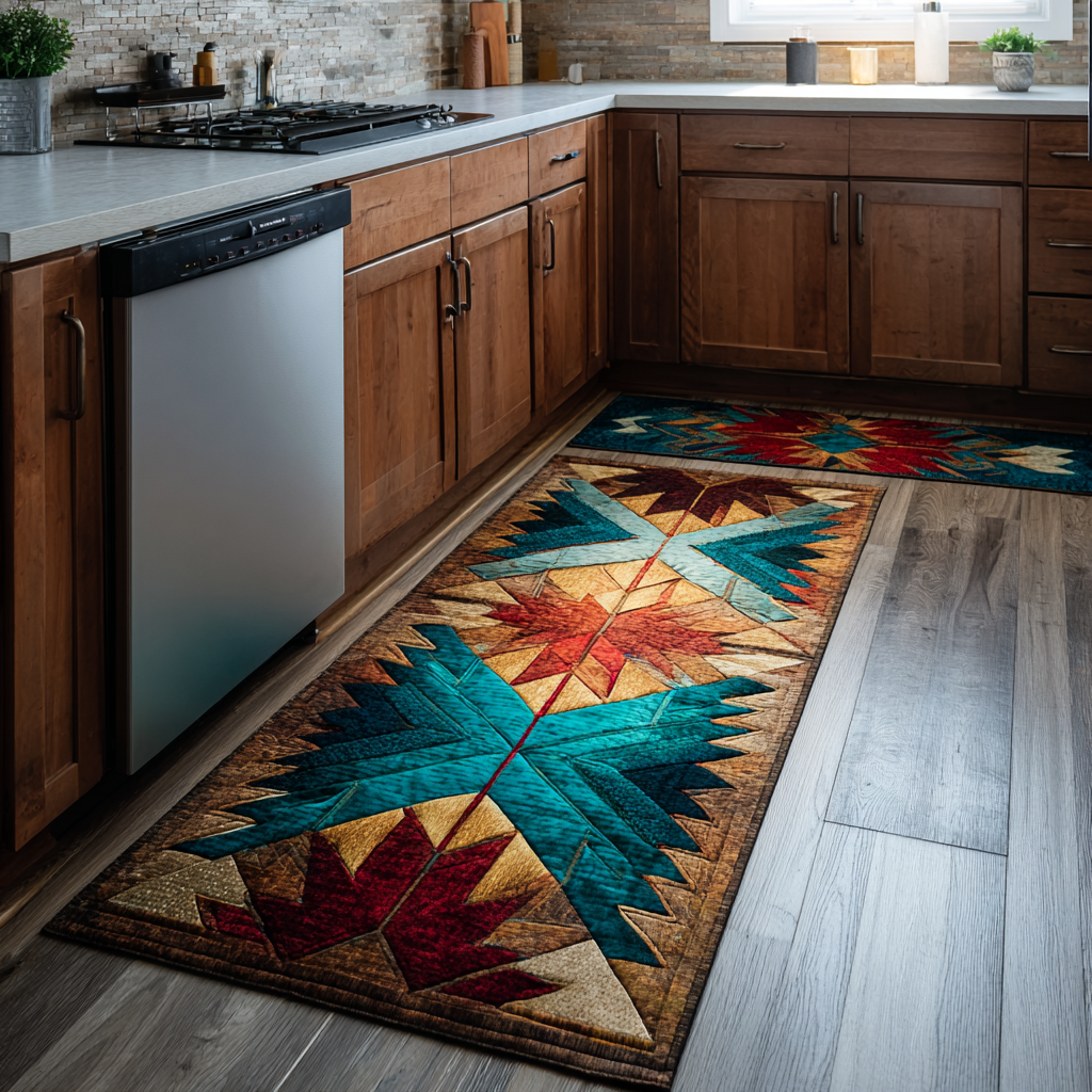 Non-Slip Kitchen Rug in Rustic Style