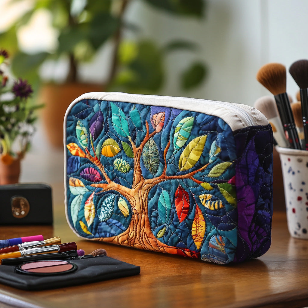 Quilted Makeup Bag with Symbolic Tree