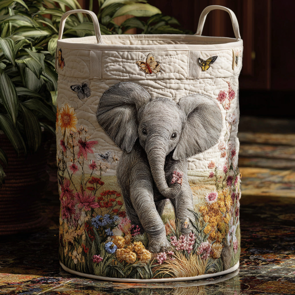 Quilted Laundry Basket with Safari Pattern