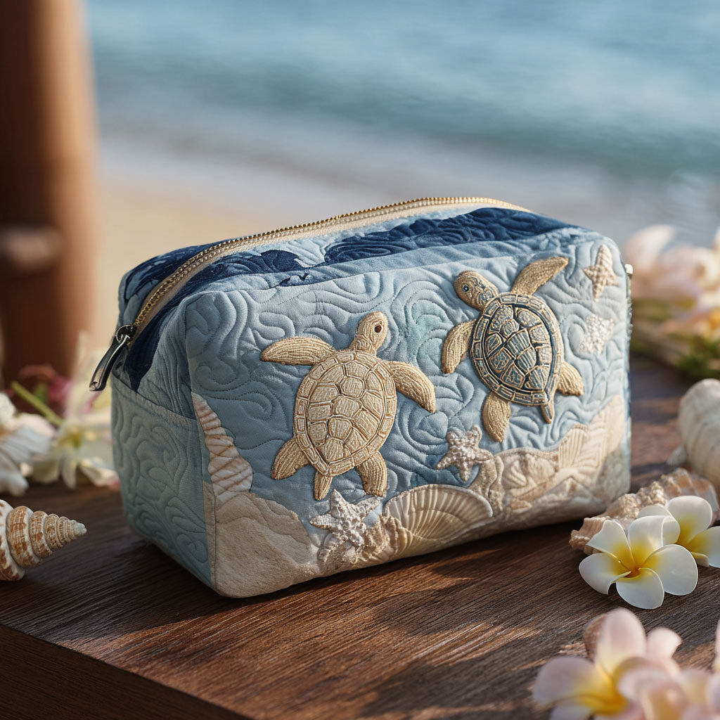 Quilted Makeup Bag with Delicate Shells