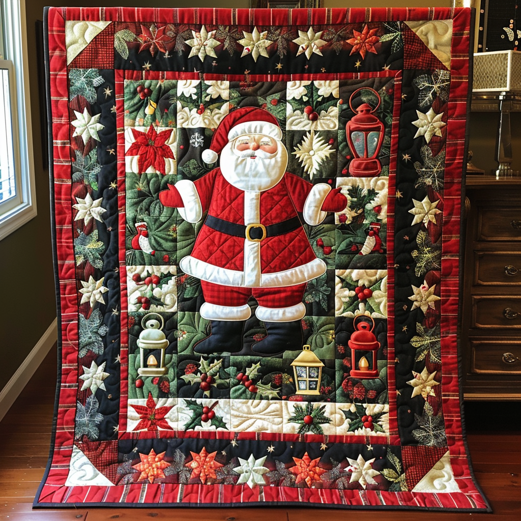 Quilted Blanket with Santa Claus