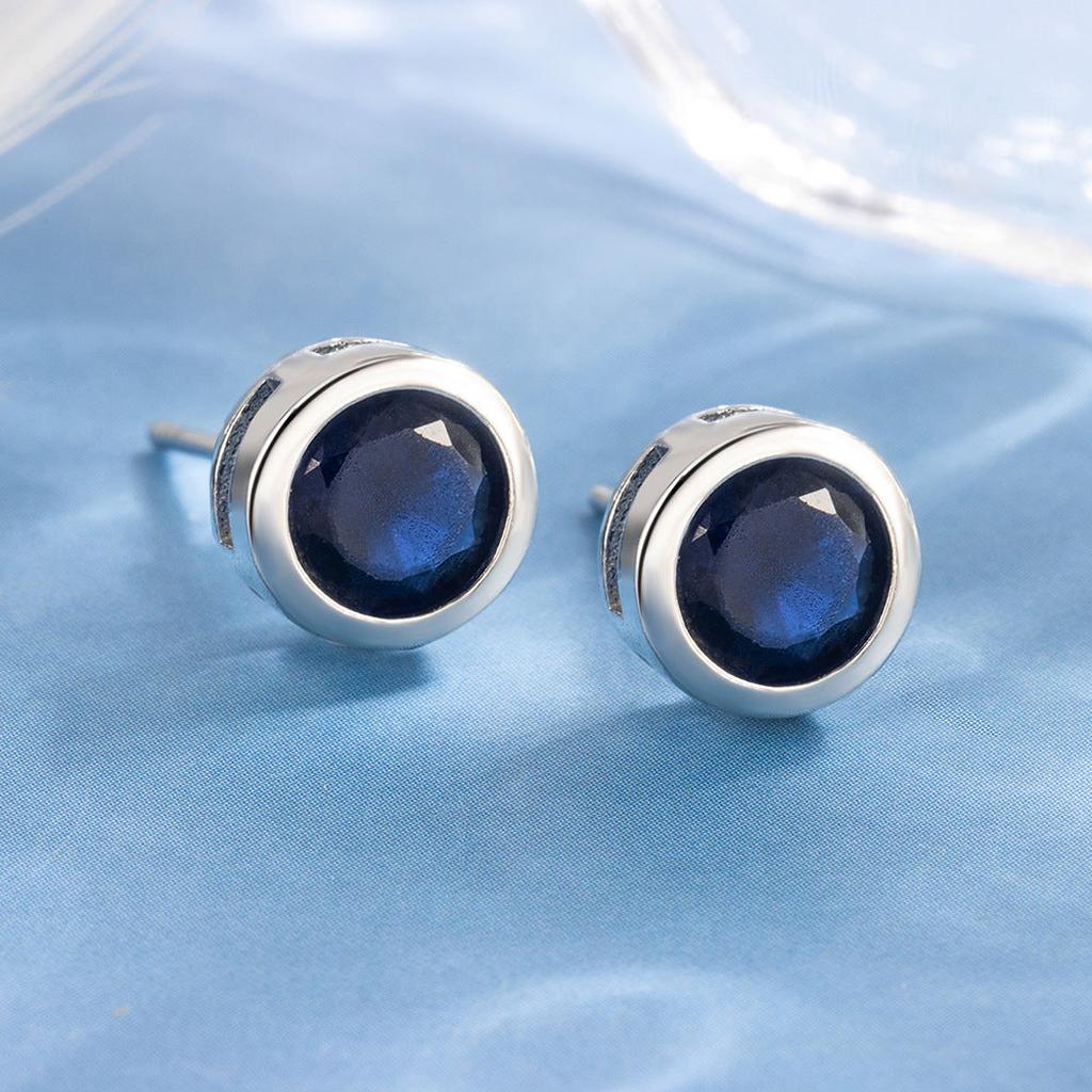 Stud Earrings with Sapphire Accents | White Gold