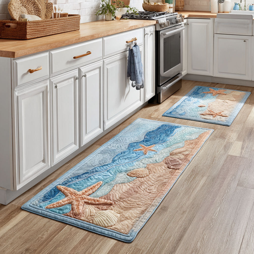 Non-Slip Kitchen Rug with Relaxing Sea Design