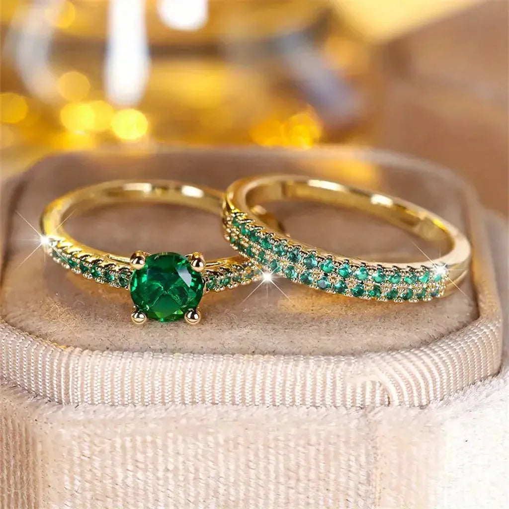 Ring Set “Serena Emerald Duo”