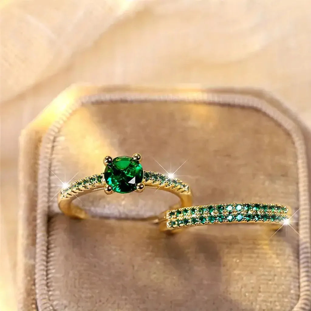 Ring Set “Serena Emerald Duo”