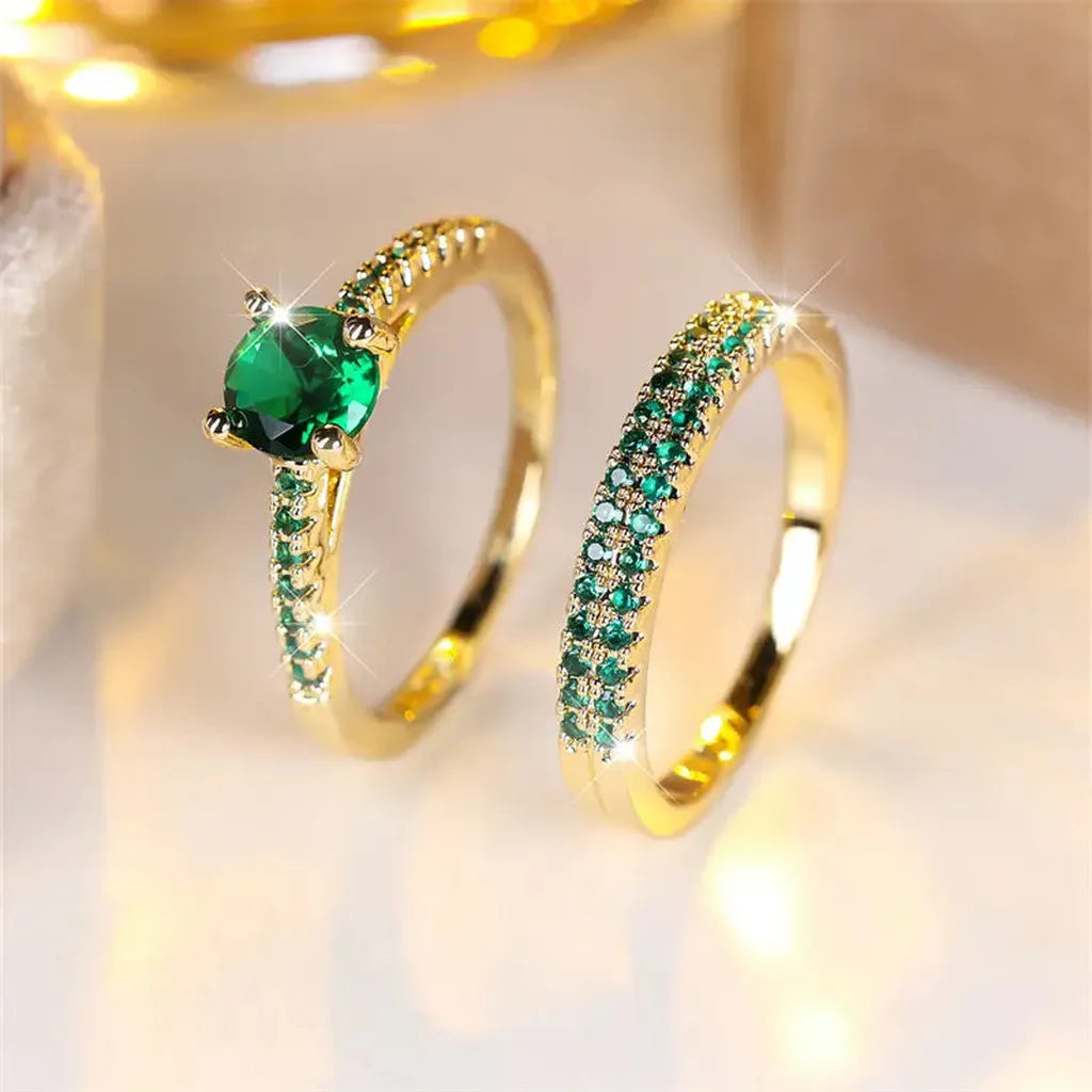 Ring Set “Serena Emerald Duo”