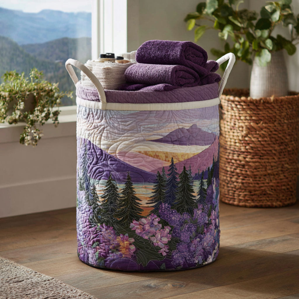 Quilted Laundry Basket with Floral Pattern