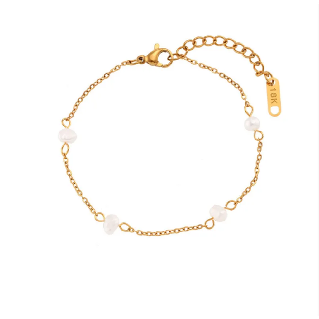 Set: Necklace and Bracelet with Daisies in Stainless Steel
