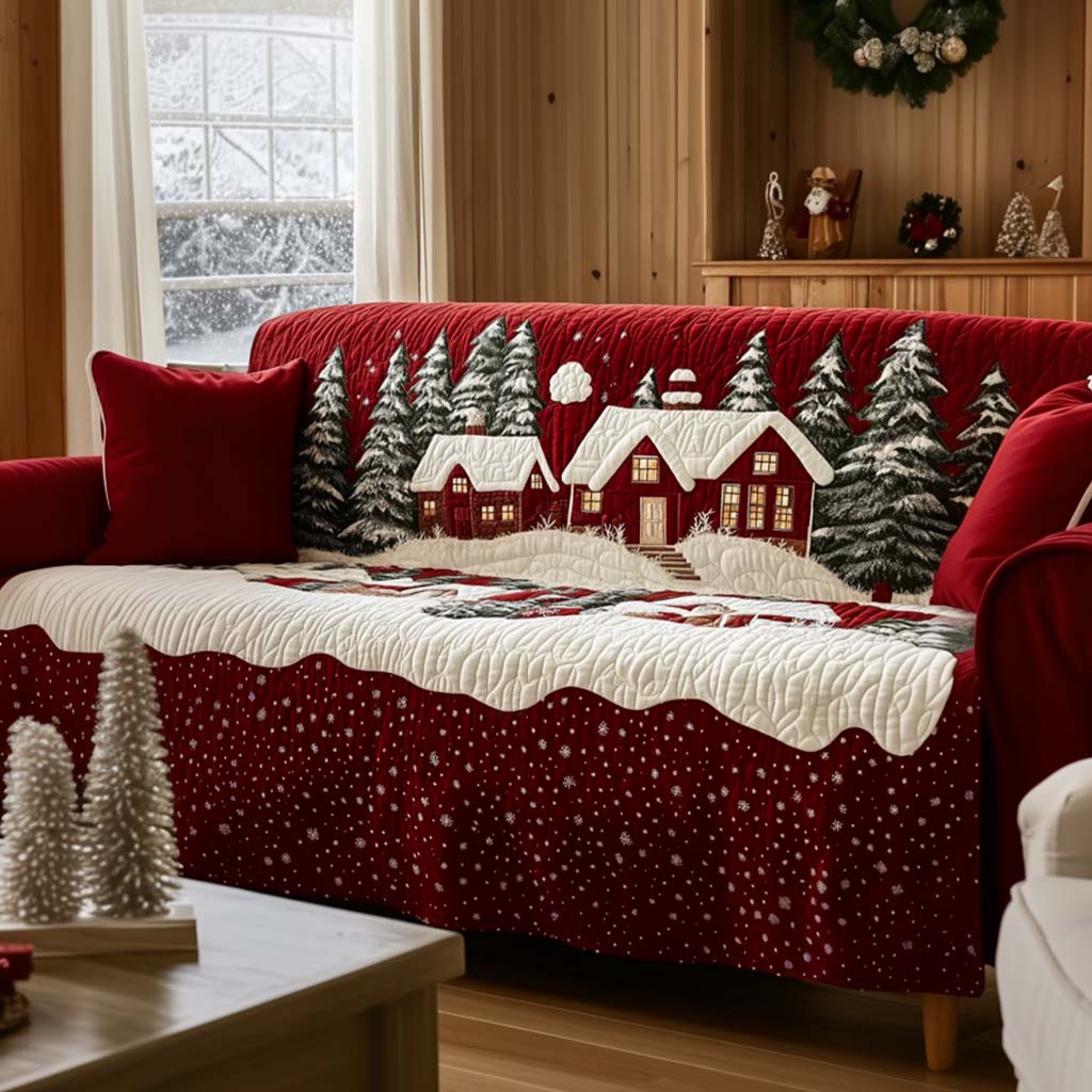 Quilted Sofa Cover with Christmas Design
