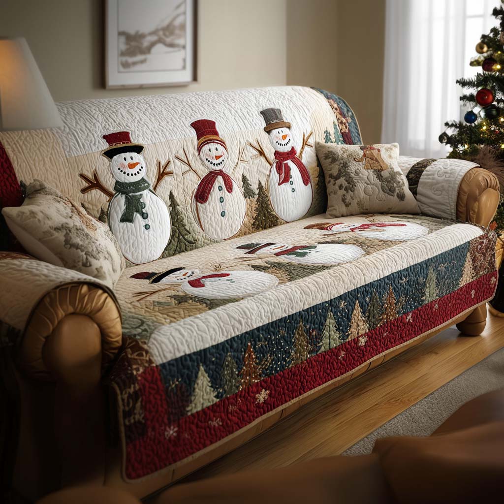 Quilted Sofa Cover with Christmas Design