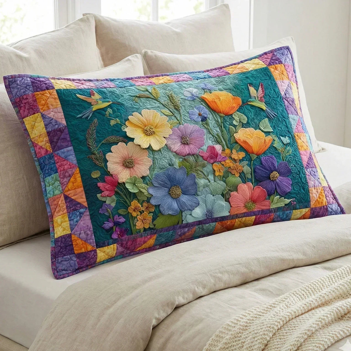 Padded Pillow Cover - Soft Blossom Dream